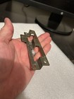 Rare 5 1 4  Rabbet Offset Flange Brass Door Jamb Mortise Lock Strike Plate Keep