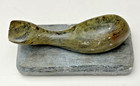 Vintage Inuit Genuine Soapstone Carving 4  Whale On Base Canada Dimu Stone