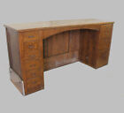 Antique Oak Country Store Counter With Brown Marble Base -  7 Feet Long Drawers 