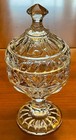 Crystal Glass Vintage Mustard Pot Jar Pedestal Trinket Jewelry Box Elegant 5 