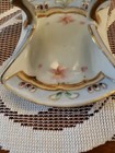 Vintage Nippon Hand Painted Moriage Vanity Dresser Tray Gold Beaded Pink Flower
