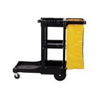 Durable Rolling Cart  3 Shelves  Vinyl Bag  Perfect For Janitorial Use