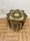 Mid Century Modern Stacking Side Table Set Vintage 50s 60s Brown Wood Nesting 3