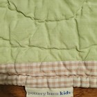 Pottery Barn Kids Quilt Embroidered Farm Green White Beige Cotton Crib