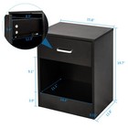 Set Of 2 Nightstands - 1 Drawer Bedside End Table Modern Wood Open Shelf Black