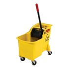 Rubbermaid Commercial 31-qt  Tandem Mop Bucket With Wringer On Wheels Yellow