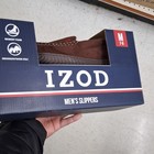 Izod Men s Moccasin Slippers Brown Faux Suede Memory Foam Size 7-8