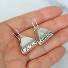 925 Sterling Silver Hammered Curved Open Hoop Earrings Handmade Jewelry Res159