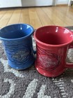 Harley-davidson Collectible Flame Mugs Set Of 2 Blue And Red Design Coffee Cups