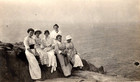 Antique Vintage Photo Picture Family Girls Ladies Women Dresses Hats Rocks Water
