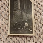 Snapshot Child Toy Car House Yard Photo C1930s Antique Family Photograph
