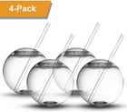 Fish Bowl For Drinks - Sphere Shaped Durable Drinking Party Cups With Cover     