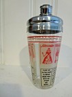 Vintage Mid-century Cocktail Shaker Glass With Drink Recipes Martini manhattan