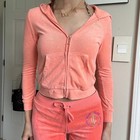 Vintage Juicy Couture Y2k Cherry Coral Pink Velour Tracksuit Set 2-piece Size S
