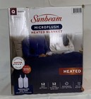 Sunbeam Electric Heated Bed Blanket Navy Soft Microplush 12 Heat Settings Queen