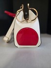 Retro Red Black White Polka Dot Patent Satchel Handbag Gold Frame Kiss Lock Bag