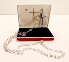 Vtg Pieta Ab Aurora Borealis Glass Round Rosary Prayer Beads Cross Crucifix 22 