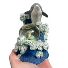 Vtg Frutiger Aero Wave Dolphin Snow Globe Ocean Sea Life Beach Nautical Decor