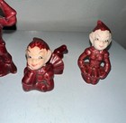 Vintage 1950 S Ceramic Christmas Pixie Elf Elves Figurines Set Of Six