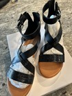 Nine West Black Platform Sandals Textured Buckle Ankle Strap Women s Size 7
