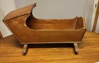 Vintage Handmade Wooden Baby Doll Cradle Rocking Bed Wood Bassinet Play Room