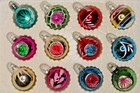 Lot Vtg Glass Stencil Pictured Indent Mini Ball Christmas Ornaments Bradford