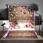 Christmas Wood Wall Backdrop Winter Snowflake Christmas Tree Wood Floor Photo   