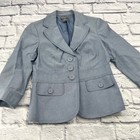 Ann Taylor Petites Light Blue Cotton 3-button Suit Jacket Blazer Size 0p Office