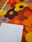 Awesome Rare Vintage Mid Century Retro 70s Yel Org Red Brn Flowers Fabric  Look