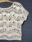 Nine West Crochet Women   s Top Size Small Cream Open Knit Shirt Beachy Hippie
