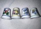 Lot Of 4 Floral Print Ceramic Thimbles