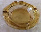 Vintage Light Amber Glass Round Ashtray 4 Slot 4 5  Mcm  Man Cave