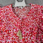 Nwot Thml Top Women Large Heart Print Tassel Red Pink White Valentine