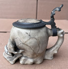 Antique 1913 Skull German Character Lidded Beer Stein Porcelain Ernst Bohne 5   