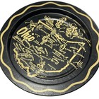 Vintage Ohio Souvenir Metal Tray Black Gold State Map Mini Change Tray 3 5 Inch