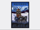 Bethel Alaska Sled Dogs Art Print  Vintage Travel Poster