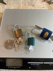 Vintage Lot 3 Old Mini Miniature Padlock Lock With Keys