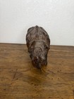 Vintage Leather Wrapped Embossed Rhinoceros Rhino Sculpture Figure Statue