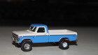 Blue 1975 Ford F-100 Pickup Lifted Custom Wheels Tires 1 64 Dcp Farm Greenlight