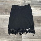 Vintage 90s I o u Black Womens M Stretchy Fringed High Waist Mini Skirt Usa Made