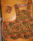 Handmade Bib Apron - Plus Sz - Autumn Leaves   Berries   Dots - Retro - Vintage
