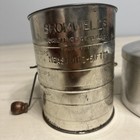 Lot Of 2 Vintage Kitchenware  Bromwell   s Metal Flour Sifter   Grease Container