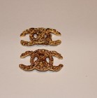 Rare Chanel Couture Shoe Clips Gold Vintage Authentic Cc Logo Designer