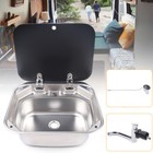 Rv Caravan Camper Sink Stainless Steel Hand Wash Basin   Glass Lid   Faucet