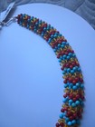 Jay King Sterling Silver Angel Peak Turquoise  Coral   Amber Woven Bead Necklace