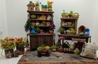 Dollhouse Miniatures fairy Garden Potting Bench Set plants  