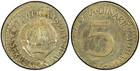Yugoslavia 5 Dinara Unc Coin 1985 Year Km 88 Pcgs Ms64 Mint Error Struck 1 Dinar