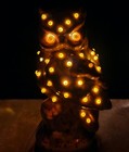 Vintage Ceramic Gold Owl Lamp W  Lights Rare Mold Mcm Glowing Eyes Works   Video