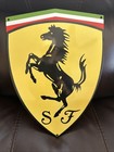 Vintage Ferrari Sign Porcelain Steel Racing Shield Badge Auto 12   x16    Gas   Oil
