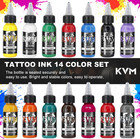 Kvm Tattoo Ink Set 14 Pcs Colors 1oz  30ml   bottletattoo Supply